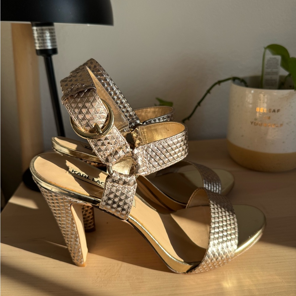 Karl Lagerfeld Metallic Gold Heels